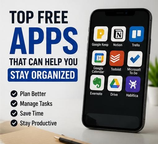 Smartphone displaying productivity and task management applications.